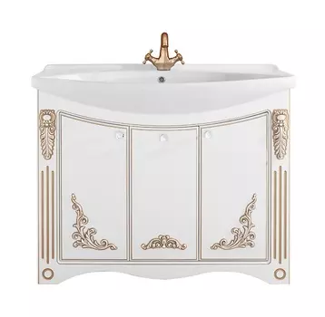 Тумба с раковиной Vod-Ok Кармен 105 белый/золото