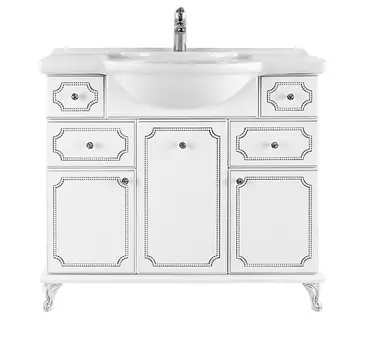 Тумба с раковиной Vod-Ok Мариэль 105 белая/серебро