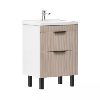 Тумба с раковиной Volna Lotty 60.2Y напольная, латте/белый