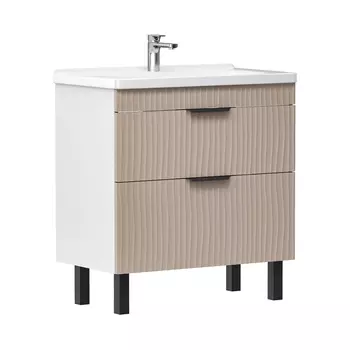 Тумба с раковиной Volna Lotty 80.2Y напольная, латте/белый