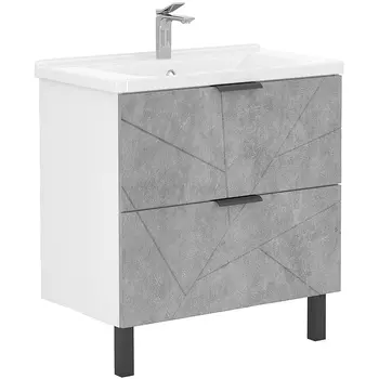 Тумба с раковиной Volna Twing 80.2Y напольная, бетон/белый