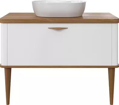 Тумба с раковиной VOQ Maestro 100 ultra white/natural walnut