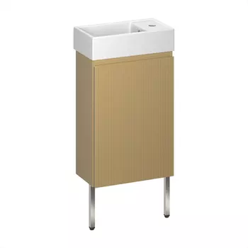 Тумба с раковиной Wellsee WC Area 40 подвесная, ножки в цвете нержавеющая сталь, бежевый матовый (раковина 151801000)