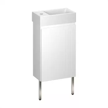 Тумба с раковиной Wellsee WC Area 40 подвесная, ножки в цвете нержавеющая сталь, белый матовый (раковина 151802000)