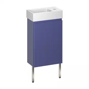 Тумба с раковиной Wellsee WC Area 40 подвесная, ножки в цвете нержавеющая сталь, синий матовый (раковина 151801000)