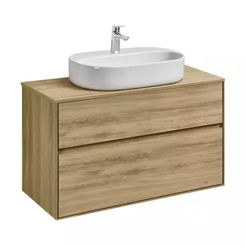 Тумба со столешницей Aquaton Либерти 75 подвесная, столешница, дуб эльвезия