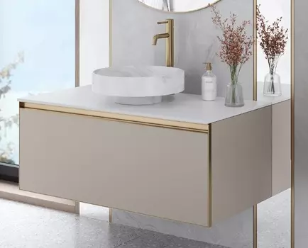 Тумба со столешницей Armadi Art Quatro 100 подвесная, daphne/золото матовое