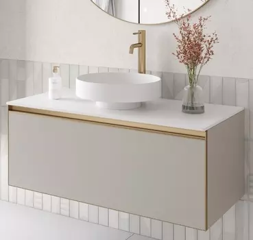 Тумба со столешницей Armadi Art Quatro 100 подвесная, cashmere/золото матовое