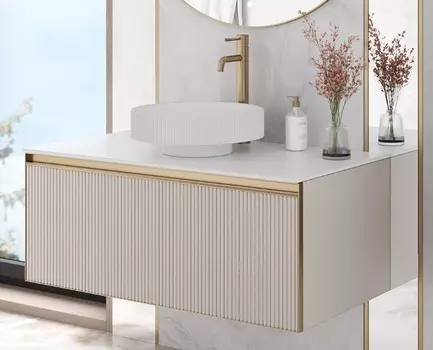 Тумба со столешницей Armadi Art Quatro 100 подвесная, cashmere fuga/золото матовое