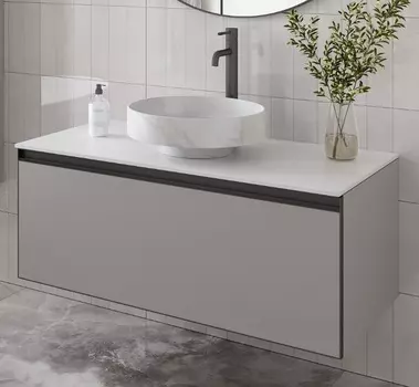 Тумба со столешницей Armadi Art Quatro 100 подвесная, luna/антрацит