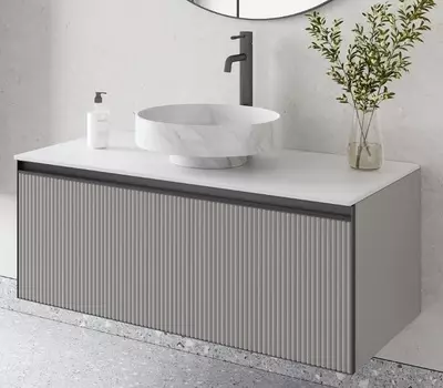 Тумба со столешницей Armadi Art Quatro 100 подвесная, с подсветкой, luna fuga/антрацит