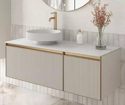 Тумба со столешницей Armadi Art Quatro 2 120 подвесная, cashmere fuga/золото матовое