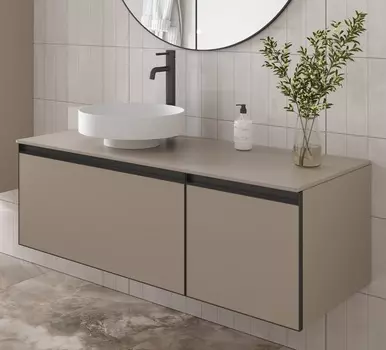 Тумба со столешницей Armadi Art Quatro 2 120 подвесная, с подсветкой, daphne/антрацит