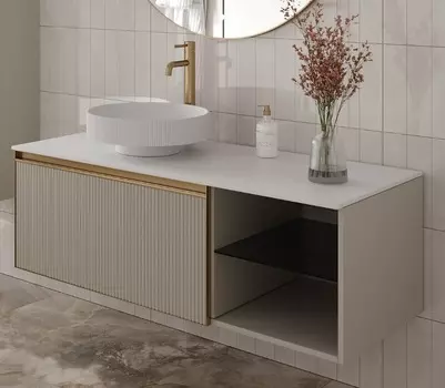 Тумба со столешницей Armadi Art Quatro 6 120 подвесная, cashmere fuga/золото матовое