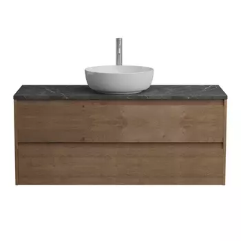 Тумба со столешницей BelBagno Kraft 120 с отверстием под смеситель, подвесная, 2 ящика, Rovere Tabacco