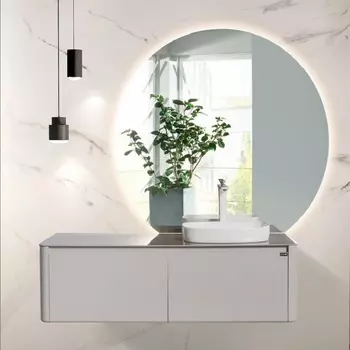 Тумба со столешницей Black&White Universe 140 R подвесная 7838 glossy light grey/8885 armani ash