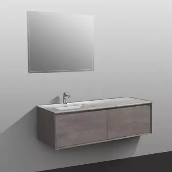 Тумба со столешницей Black&White Universe 150 подвесная 6562 G.ash/8850 fishbelly white/белая