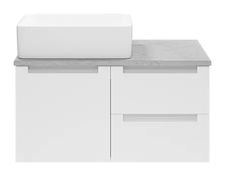 Тумба со столешницей Brevita Cargo 80 подвесная, 2 ящика, 1 дверца, белая