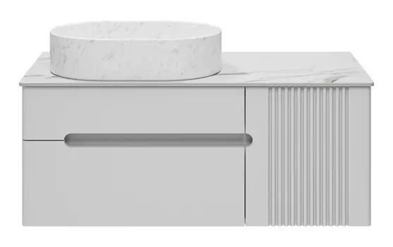 Тумба со столешницей Brevita Pallisandro 100 подвесная, 2 ящика, 1 дверца, серый матовый