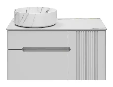 Тумба со столешницей Brevita Pallisandro 80 подвесная, 2 ящика, 1 дверца, серый матовый