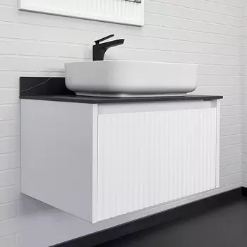 Тумба со столешницей Comforty Марсель 75 белая (под мрамор, раковина Comforty T-Y9378)