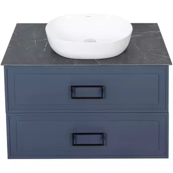 Тумба со столешницей La Fenice Cubo Twin 80 подвесная, 2 ящика, синяя