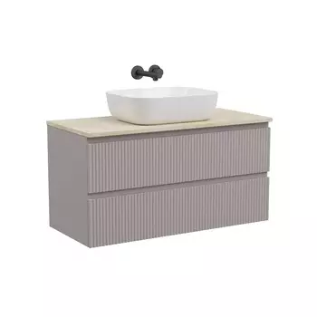 Тумба со столешницей Sancos Snob R 100 подвесная, столешница kreman, Doha Soft (без отверстия под смеситель)