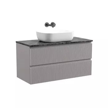 Тумба со столешницей Sancos Snob R 100 подвесная, столешница black sky, Doha Soft (без отверстия под смеситель)