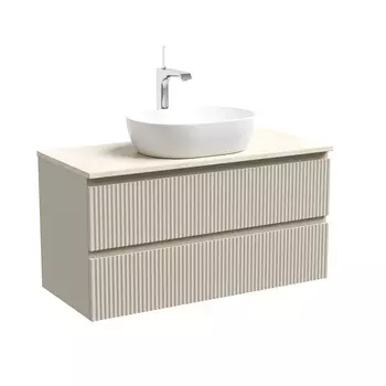 Тумба со столешницей Sancos Snob R 100 подвесная, столешница kreman, Beige Soft (с отверстием под смеситель)