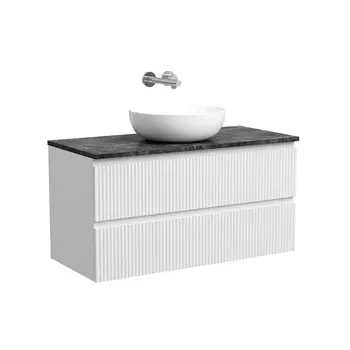 Тумба со столешницей Sancos Snob R 100 подвесная, столешница black sky, Bianco (без отверстия под смеситель)