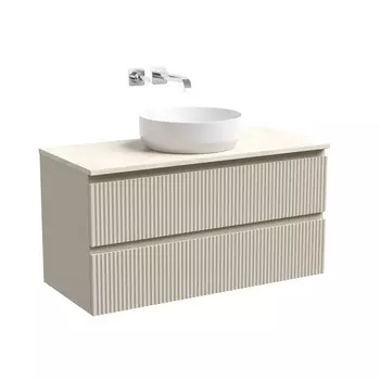 Тумба со столешницей Sancos Snob R 100 подвесная, столешница kreman, Beige Soft (без отверстия под смеситель)