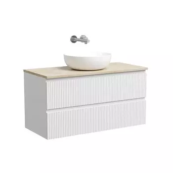 Тумба со столешницей Sancos Snob R 100 подвесная, столешница kreman, Bianco (без отверстия под смеситель)