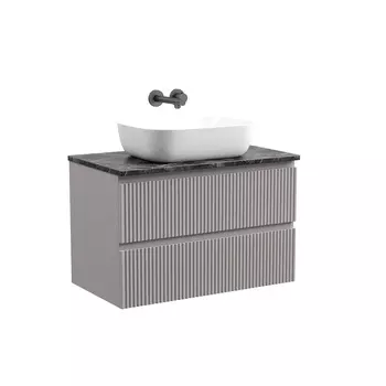 Тумба со столешницей Sancos Snob R 80 подвесная, столешница black sky, Doha Soft (без отверстия под смеситель)