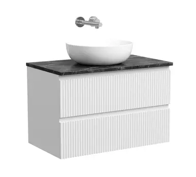 Тумба со столешницей Sancos Snob R 80 подвесная, столешница black sky, Bianco (без отверстия под смеситель)