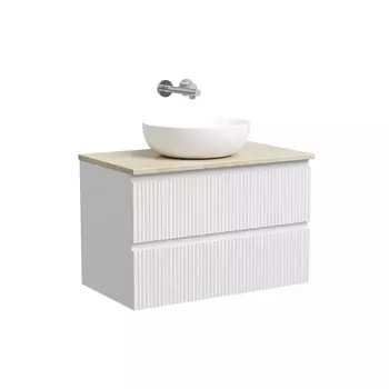 Тумба со столешницей Sancos Snob R 80 подвесная, столешница kreman, Bianco (без отверстия под смеситель)