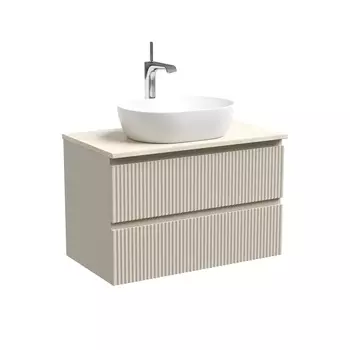 Тумба со столешницей Sancos Snob R 80 подвесная, столешница kreman, Beige Soft (с отверстием под смеситель)