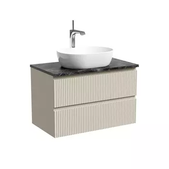 Тумба со столешницей Sancos Snob R 80 подвесная, столешница black sky, Beige Soft (с отверстием под смеситель)