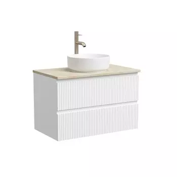 Тумба со столешницей Sancos Snob R 80 подвесная, столешница kreman, Bianco (с отверстием под смеситель)