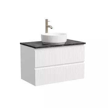 Тумба со столешницей Sancos Snob R 80 подвесная, столешница black sky, Bianco (с отверстием под смеситель)