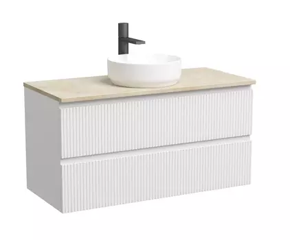 Тумба со столешницей Sancos Snob T 100 подвесная, столешница kreman, Bianco (с отверстием под смеситель)