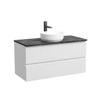 Тумба со столешницей Sancos Snob T 100 подвесная, столешница black sky, Bianco (с отверстием под смеситель)