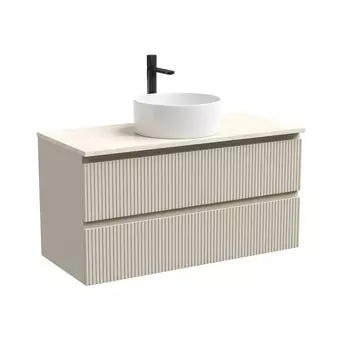 Тумба со столешницей Sancos Snob T 100 подвесная, столешница kreman, Beige Soft (с отверстием под смеситель)