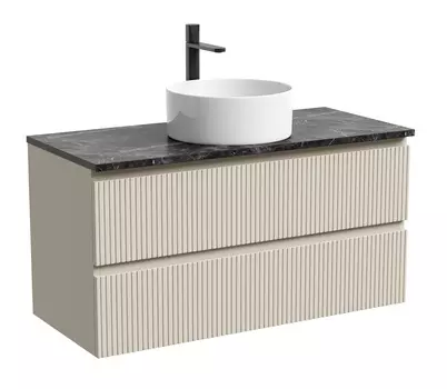 Тумба со столешницей Sancos Snob T 100 подвесная, столешница black sky, Beige Soft (с отверстием под смеситель)