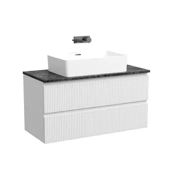 Тумба со столешницей Sancos Snob T 100 подвесная, столешница black sky, Bianco (без отверстия под смеситель)