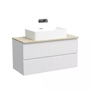 Тумба со столешницей Sancos Snob T 100 подвесная, столешница kreman, Bianco (без отверстия под смеситель)