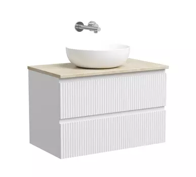 Тумба со столешницей Sancos Snob T 80 подвесная, столешница kreman, Bianco (без отверстия под смеситель)