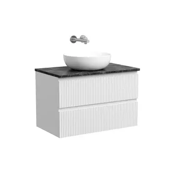 Тумба со столешницей Sancos Snob T 80 подвесная, столешница black sky, Bianco (без отверстия под смеситель)