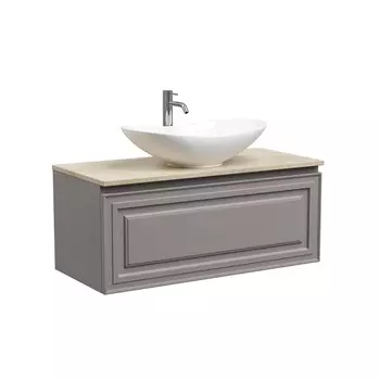 Тумба со столешницей Sancos Very 100 подвесная, столешница kreman, Doha Soft (с отверстием под смеситель)