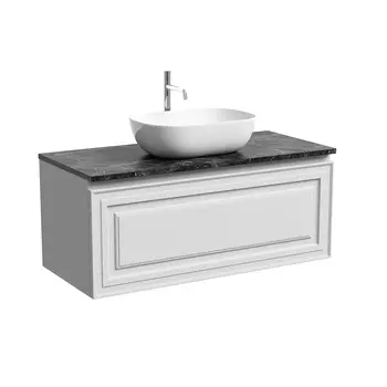 Тумба со столешницей Sancos Very 100 подвесная, столешница black sky, Bianco (с отверстием под смеситель)