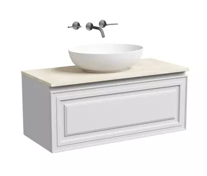 Тумба со столешницей Sancos Very 100 подвесная, столешница kreman, Bianco (без отверстия под смеситель)